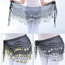Load image into Gallery viewer, Lady Belly Dance Hip Scarf Accessories 3-Row Belt Skirt Bellydance Waist Chain Wrap Adult Dance Wear, One Size