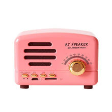 Load image into Gallery viewer, BT01 Retro Bluetooth Wireless Mini Speaker Portable Radio Support TF Card, Pink, Blue, Black, Red, Wood Grain