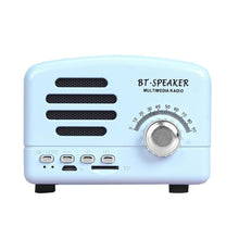 Load image into Gallery viewer, BT01 Retro Bluetooth Wireless Mini Speaker Portable Radio Support TF Card, Pink, Blue, Black, Red, Wood Grain