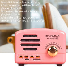 Load image into Gallery viewer, BT01 Retro Bluetooth Wireless Mini Speaker Portable Radio Support TF Card, Pink, Blue, Black, Red, Wood Grain