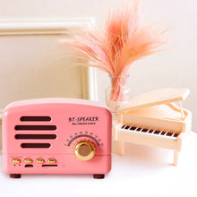 Load image into Gallery viewer, BT01 Retro Bluetooth Wireless Mini Speaker Portable Radio Support TF Card, Pink, Blue, Black, Red, Wood Grain