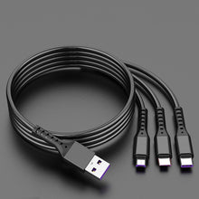 Load image into Gallery viewer, 2 PCS ZZ034 USB To 8 Pin + USB-C / Type-C + Micro USB 3 In 1 Fast Charging Cable, Style:, 5A Super Fast-Black, Mini-Silver, Mini-Red, Mini-Blue, Mini-Black