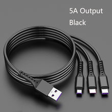 Load image into Gallery viewer, 2 PCS ZZ034 USB To 8 Pin + USB-C / Type-C + Micro USB 3 In 1 Fast Charging Cable, Style:, 5A Super Fast-Black, Mini-Silver, Mini-Red, Mini-Blue, Mini-Black