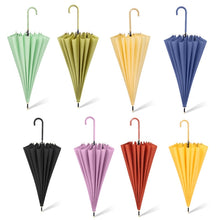 Load image into Gallery viewer, 16 Bone Plain Straight Umbrella Small Fresh Long Handle Umbrella, High Indigo, Grapefruit Pink, Matcha Green, Orange, Apricot, Dark Blue, Mint Green, Charm Blue, Ginger, Red Wine, Violet, Classic Black, Vanilla Green, Wood Handle High Indigo           ...