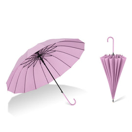 16 Bone Plain Straight Umbrella Small Fresh Long Handle Umbrella, High Indigo, Grapefruit Pink, Matcha Green, Orange, Apricot, Dark Blue, Mint Green, Charm Blue, Ginger, Red Wine, Violet, Classic Black, Vanilla Green, Wood Handle High Indigo           ...