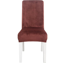 Load image into Gallery viewer, Simple Soft High Elastic Thickening Velvet Semi-Interior Chair Cover Hotel Chair Cover, Coffee Gray, Yellow Green, Wine Red, Navy, Black, Dark Green, White, Peacock Blue, Light Gray, Carbon Gray, Camel, Royal Blue, Beige, Grape Purple, Red, Orange     ...