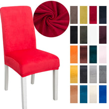 Load image into Gallery viewer, Simple Soft High Elastic Thickening Velvet Semi-Interior Chair Cover Hotel Chair Cover, Coffee Gray, Yellow Green, Wine Red, Navy, Black, Dark Green, White, Peacock Blue, Light Gray, Carbon Gray, Camel, Royal Blue, Beige, Grape Purple, Red, Orange     ...