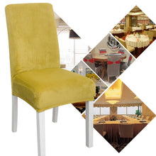 Load image into Gallery viewer, Simple Soft High Elastic Thickening Velvet Semi-Interior Chair Cover Hotel Chair Cover, Coffee Gray, Yellow Green, Wine Red, Navy, Black, Dark Green, White, Peacock Blue, Light Gray, Carbon Gray, Camel, Royal Blue, Beige, Grape Purple, Red, Orange     ...