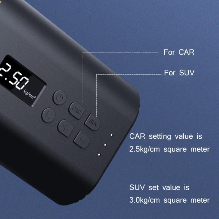 YANTU A31 Car Smart Digital Display Air Pump Electric Portable Tire Pump, Specification：, A31 Wired Version Black, A31 Wireless Version Black