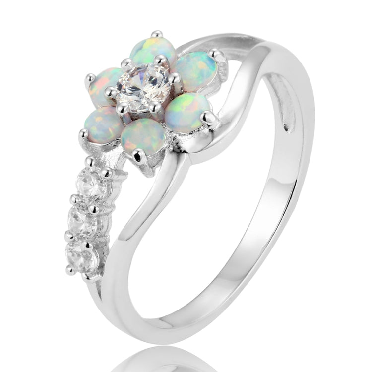 925 Silver Women Opal Flower Ring Jewelry, 10