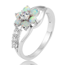 Load image into Gallery viewer, 925 Silver Women Opal Flower Ring Jewelry, 10