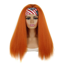 Load image into Gallery viewer, Turban Headband Corn Beard Long Hair Wig Headgear, True Color 1B #, Flowers 1B # E, Stars Stripes 1B # H, 1B # XJ, 1B # XC, 1B # XK, 1B # XG, 4 # XC, 4 # XG, 4 # XK, 4 # XJ, BUG # 0, BUG # H, BUG # XG, BUG # C, BUG # XC, 18C # O, 18C # H, 18C # E, 18C ...