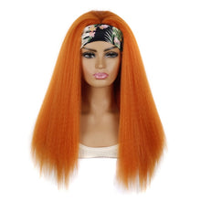 Load image into Gallery viewer, Turban Headband Corn Beard Long Hair Wig Headgear, True Color 1B #, Flowers 1B # E, Stars Stripes 1B # H, 1B # XJ, 1B # XC, 1B # XK, 1B # XG, 4 # XC, 4 # XG, 4 # XK, 4 # XJ, BUG # 0, BUG # H, BUG # XG, BUG # C, BUG # XC, 18C # O, 18C # H, 18C # E, 18C ...