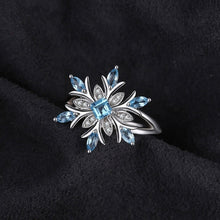 Load image into Gallery viewer, Fashion 925 Sterling Silver Snowflake Flower Blue Topaz Ring Jewelry Women, 6, 7, 8, 9, 10