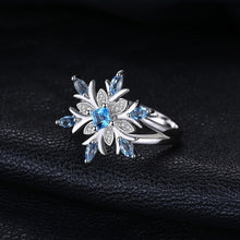 Load image into Gallery viewer, Fashion 925 Sterling Silver Snowflake Flower Blue Topaz Ring Jewelry Women, 6, 7, 8, 9, 10