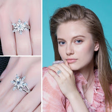 Load image into Gallery viewer, Fashion 925 Sterling Silver Snowflake Flower Blue Topaz Ring Jewelry Women, 6, 7, 8, 9, 10