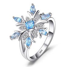 Load image into Gallery viewer, Fashion 925 Sterling Silver Snowflake Flower Blue Topaz Ring Jewelry Women, 6, 7, 8, 9, 10