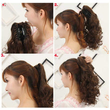 Load image into Gallery viewer, Women Curly Hair Short Ponytail Wig With Shark Clip, 4AH27A #, 12H24 #, 16H613 #, 22H24 #, 22M613 #, 86M613 #