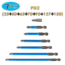 Load image into Gallery viewer, 7PCS/set PH2 Strong Magnetic Hand Drill Screwdriver Mouth Anti-Slip Screwdriver Bit, 7PCS/set PH2, 6PCS/set 25mm, 7PCS/set 50mm, 12 PCS/set 50mm