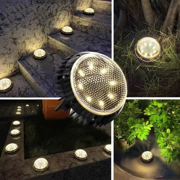 8 LEDs Solar Circular Underground Light Outdoor Waterproof Lawn Stair Light, Light Color:, Warm White Light, White Light, Gradient RGB Light