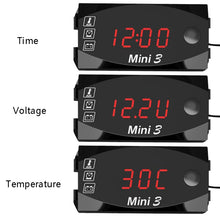 Load image into Gallery viewer, Voltage Clock And Temperature 3 In 1 LED Electronic Meter Large-Screen Digital Display Waterproof And Dustproof Voltmeter, 3 In 1 LED White Light, 3 In 1 LED Green Light, 3 In 1 LED Blue Light, 3 In 1 LED Red Light