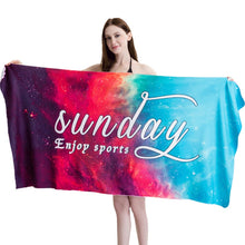 Load image into Gallery viewer, Sports Fitness Swimming Bath Towel Printed Double-Sided Velvet Absorbent Quick-Drying Beach Towel, Size:, 155x80cm (Soft Sky), 155x80cm (Soft Vientiane), 155x80cm (Soft Comet), 155x80cm (Soft Flamingo), 155x80cm (Soft Lightning)                        ...
