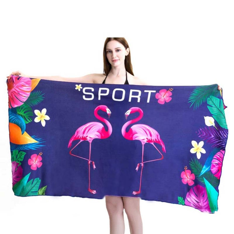 Sports Fitness Swimming Bath Towel Printed Double-Sided Velvet Absorbent Quick-Drying Beach Towel, Size:, 155x80cm (Soft Sky), 155x80cm (Soft Vientiane), 155x80cm (Soft Comet), 155x80cm (Soft Flamingo), 155x80cm (Soft Lightning)                        ...