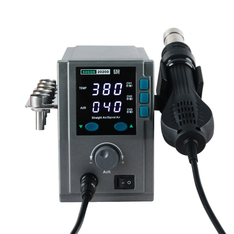 SUGON Hot Air Rework Station LED Display Temperature Adjustable Soldering Station With 5 Nozzles, EU Plug, 8610DX, 2020D
