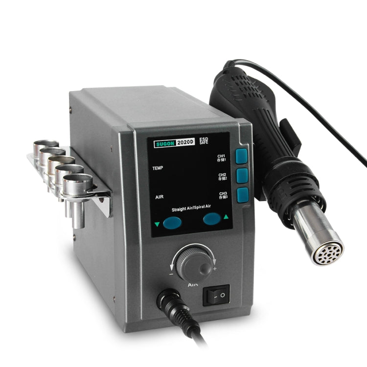 SUGON Hot Air Rework Station LED Display Temperature Adjustable Soldering Station With 5 Nozzles, EU Plug, 8610DX, 2020D