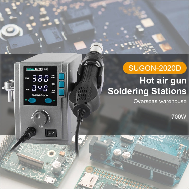 SUGON Hot Air Rework Station LED Display Temperature Adjustable Soldering Station With 5 Nozzles, EU Plug, 8610DX, 2020D