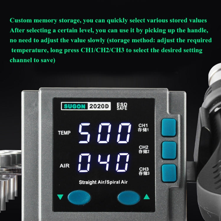 SUGON Hot Air Rework Station LED Display Temperature Adjustable Soldering Station With 5 Nozzles, EU Plug, 8610DX, 2020D