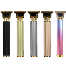 Load image into Gallery viewer, Hollow T-Shaped Steel Head Hair Trimmer USB Charging Carving Electric Hair Clipper, Steel Head (Gold), Steel Head (Silver), Steel Head (Gradient), Steel Head (Black)