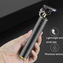 Load image into Gallery viewer, Hollow T-Shaped Steel Head Hair Trimmer USB Charging Carving Electric Hair Clipper, Steel Head (Gold), Steel Head (Silver), Steel Head (Gradient), Steel Head (Black)