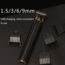Load image into Gallery viewer, Hollow T-Shaped Steel Head Hair Trimmer USB Charging Carving Electric Hair Clipper, Steel Head (Gold), Steel Head (Silver), Steel Head (Gradient), Steel Head (Black)