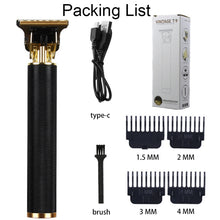 Load image into Gallery viewer, Hollow T-Shaped Steel Head Hair Trimmer USB Charging Carving Electric Hair Clipper, Steel Head (Gold), Steel Head (Silver), Steel Head (Gradient), Steel Head (Black)