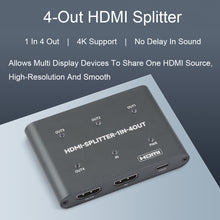 Load image into Gallery viewer, Waveshare 23738 4K HDMI Splitter, 1 In 4 Out, Share One HDMI Source, 23738