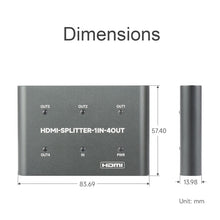 Load image into Gallery viewer, Waveshare 23738 4K HDMI Splitter, 1 In 4 Out, Share One HDMI Source, 23738