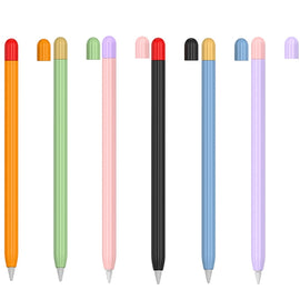 2 Sets 5 In 1 Stylus Silicone Protective Cover + Two-Color Pen Cap + 2 Nib Cases Set, For Apple Pencil 1 (Orange), For Apple Pencil 1 (Matcha Green), For Apple Pencil 1 (Pink), For Apple Pencil 1 (Black), For Apple Pencil 1 (Blue)                      ...