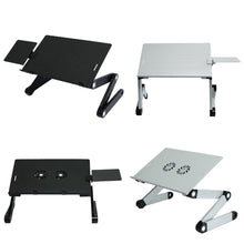 Load image into Gallery viewer, T8 Aluminum Alloy Folding &amp; Lifting Laptop Desk Office Desk Heightening Bracket, with Mouse Board (Black), with Mouse Board (Silver), with Fan &amp; Mouse Board (Black), with Fan &amp; Mouse Board (Silver)