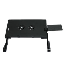 Load image into Gallery viewer, T8 Aluminum Alloy Folding &amp; Lifting Laptop Desk Office Desk Heightening Bracket, with Mouse Board (Black), with Mouse Board (Silver), with Fan &amp; Mouse Board (Black), with Fan &amp; Mouse Board (Silver)