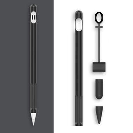 2 Sets 4 In 1 Stylus Silicone Protective Cover + Anti-Lost Rope Set For Apple Pencil 1, Jade White, Ink Black, Mint Green, Fresh Pink, Red, Midnight Blue, Business Gray