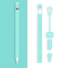 Load image into Gallery viewer, 2 Sets 4 In 1 Stylus Silicone Protective Cover + Anti-Lost Rope Set For Apple Pencil 1, Jade White, Ink Black, Mint Green, Fresh Pink, Red, Midnight Blue, Business Gray