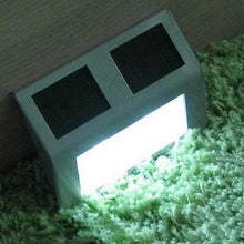 Load image into Gallery viewer, 2 LEDs Solar Powered Light Sensor Control IP44 Waterproof LED Wall Lamp Outdoor Patio Yard Pathway Garden Stairs Step Night Security Lighting, White Light, Warm Light