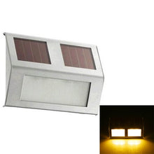 Load image into Gallery viewer, 2 LEDs Solar Powered Light Sensor Control IP44 Waterproof LED Wall Lamp Outdoor Patio Yard Pathway Garden Stairs Step Night Security Lighting, White Light, Warm Light