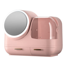 Load image into Gallery viewer, Mirror Desktop Makeup And Dustproof Drawer Storage Box With LED Light, Green LED Model, Pink LED Model, White LED Model, Green LED + Fan Model, Pink LED + Fan Model, White LED + Fan Model