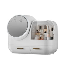 Load image into Gallery viewer, Mirror Desktop Makeup And Dustproof Drawer Storage Box With LED Light, Green LED Model, Pink LED Model, White LED Model, Green LED + Fan Model, Pink LED + Fan Model, White LED + Fan Model