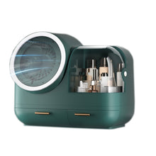 Load image into Gallery viewer, Mirror Desktop Makeup And Dustproof Drawer Storage Box With LED Light, Green LED Model, Pink LED Model, White LED Model, Green LED + Fan Model, Pink LED + Fan Model, White LED + Fan Model