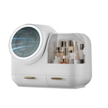 Load image into Gallery viewer, Mirror Desktop Makeup And Dustproof Drawer Storage Box With LED Light, Green LED Model, Pink LED Model, White LED Model, Green LED + Fan Model, Pink LED + Fan Model, White LED + Fan Model