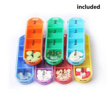 Load image into Gallery viewer, Notebook-Style 28-Compartment Portable Pill Box&amp;Leather Bag, Black, Brown
