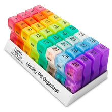 Load image into Gallery viewer, One Month Use 31-Compartment Plastic Colorful Pill Box Family Independent Pill Storage Box